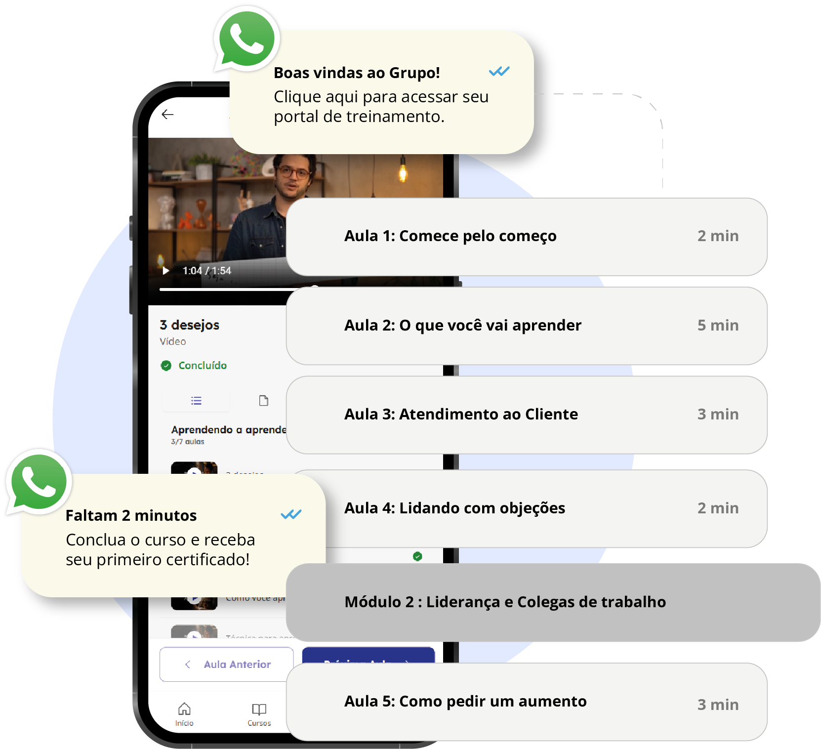Tela de entrada da Universa, com o código chegando pelo WhatsApp